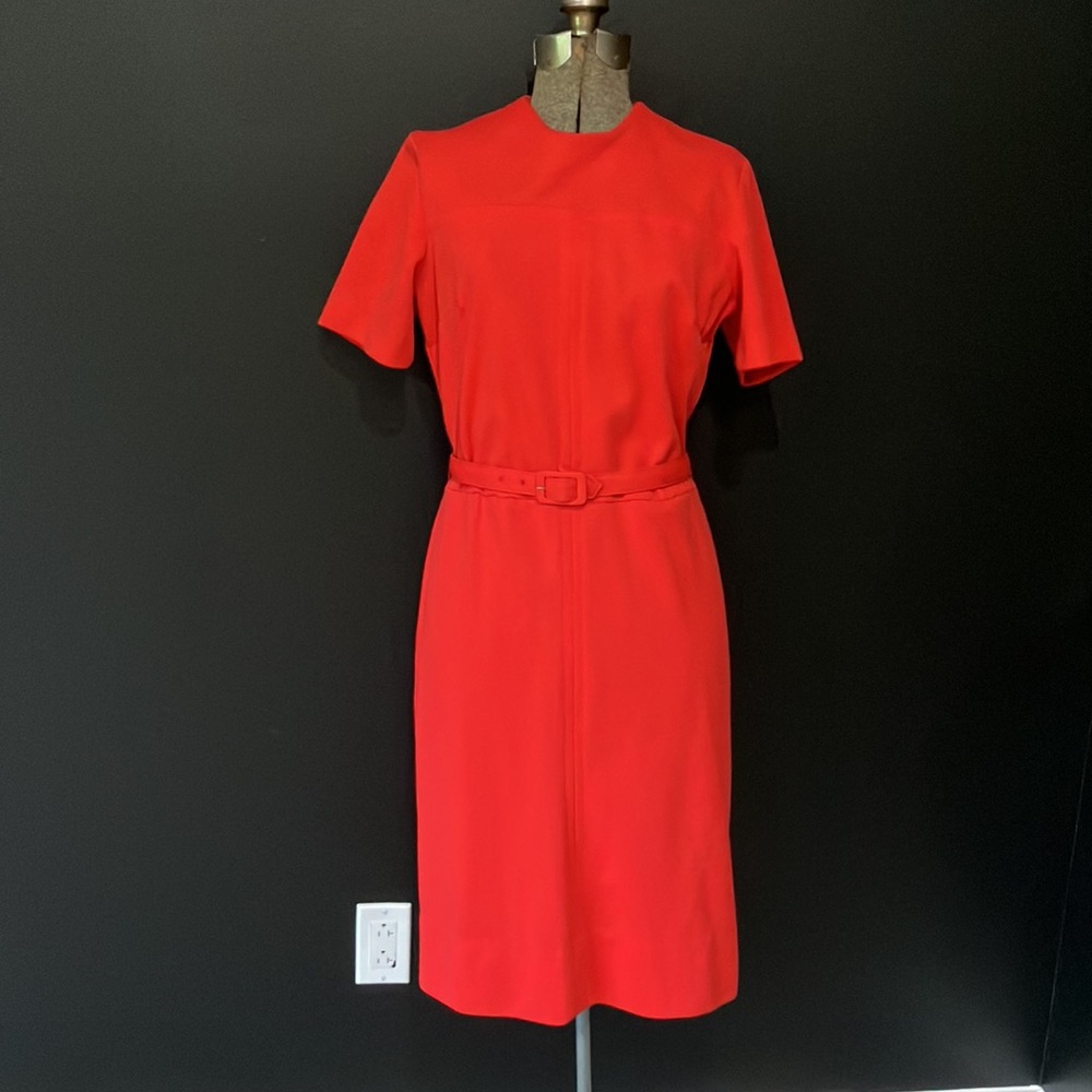 Vintage 1960s June Carroll Dallas Red Dress with Belt